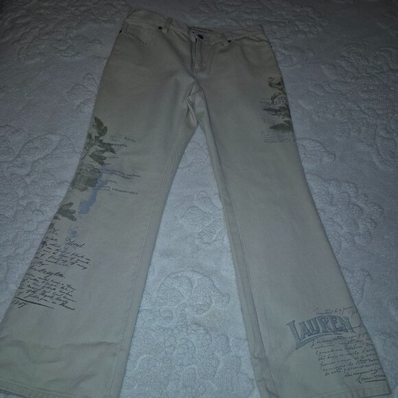 NWOT RARE Ralph Lauren Botanical Cream Jeans (8) - Picture 1 of 13